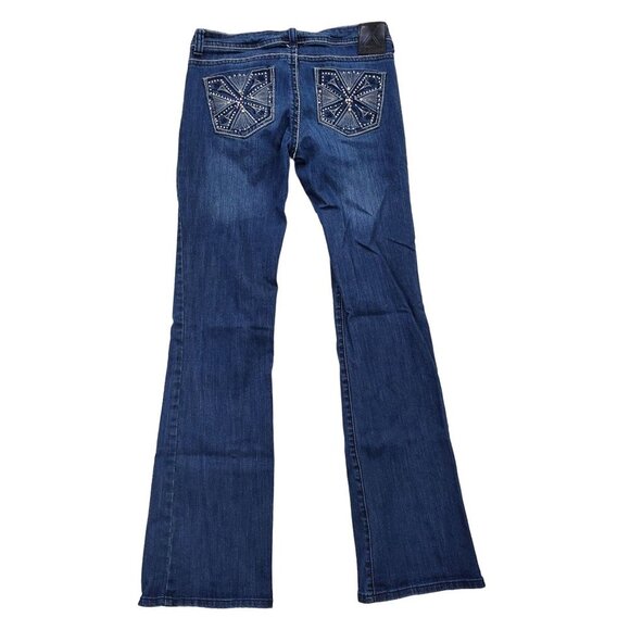 X Ten Denim Womens Bootcut Jeans 9 Mid Rise Med Wash Embellished Pockets Stretch - Picture 2 of 12